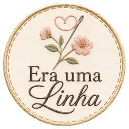 Logomarca Era uma Linha: flor bordada com agulha e linha dourada